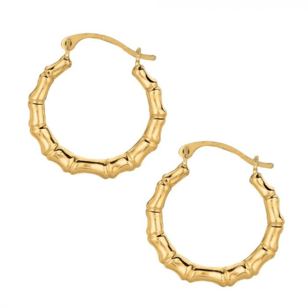 10K Gold Bamboo Hoop Earrings